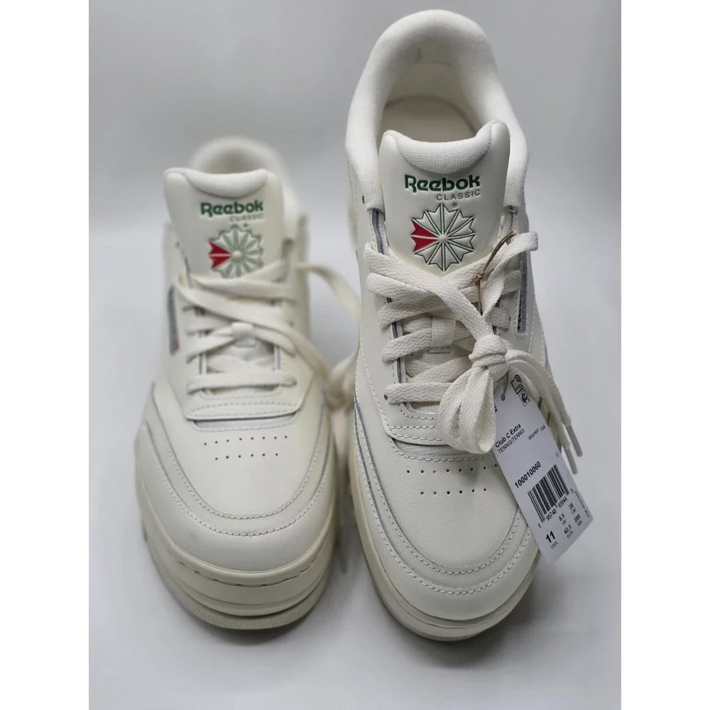Reebok Club C Extra Platform Sneakers Womens 11 Chalk Green Leather Chunky Shoes
